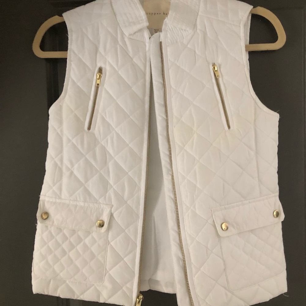 NEW Copper Key White quilted puffer zip up vest girls Youth 10/12 Sleeveless